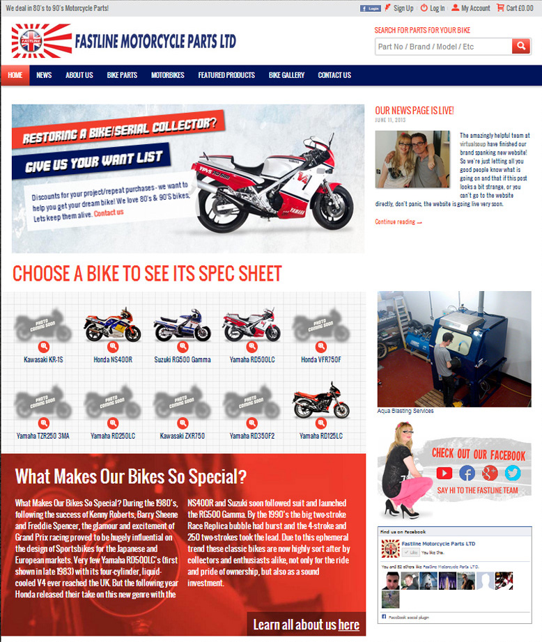 Fastline Parts website designed and built by Northern Monkeys