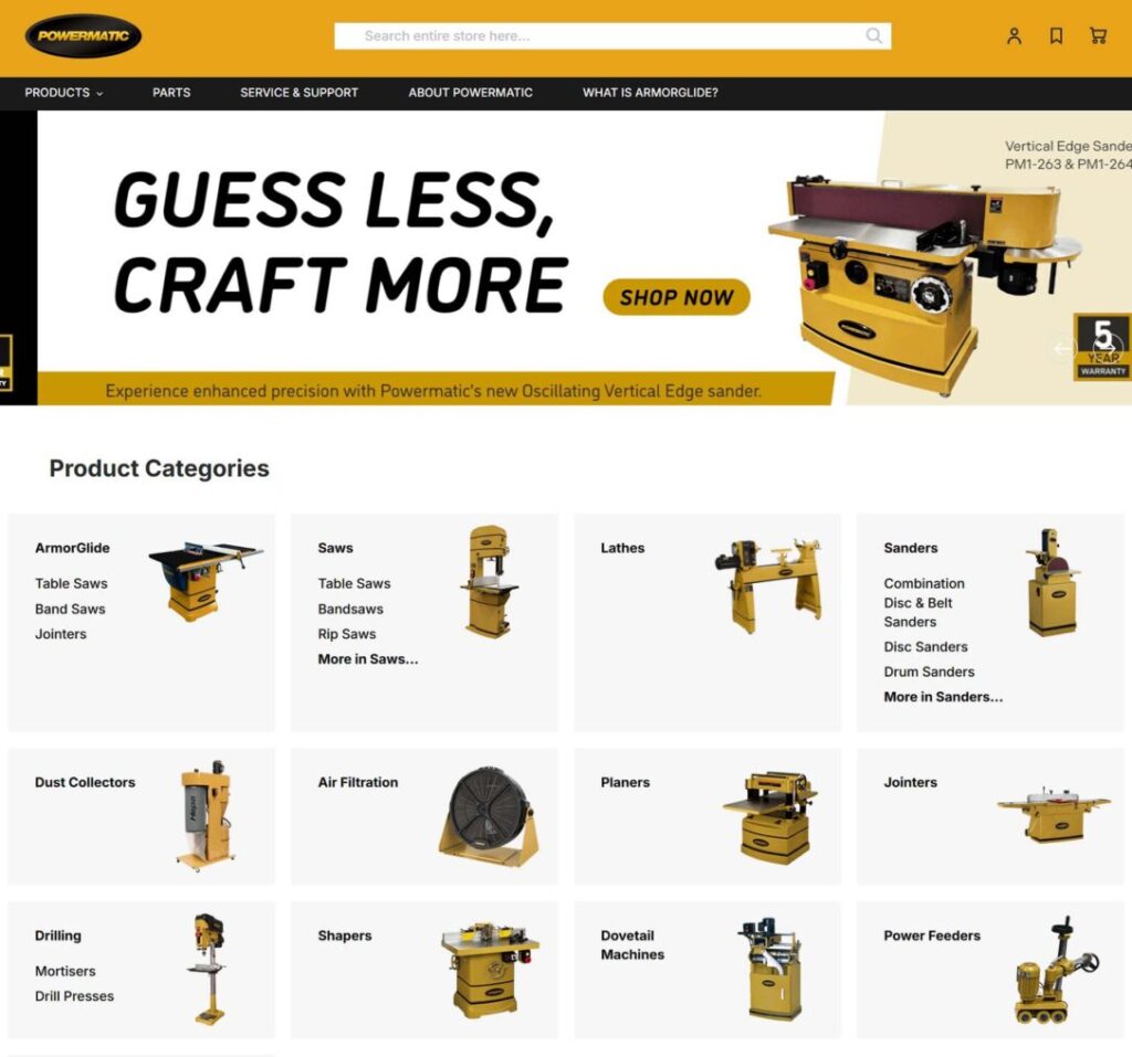 Powermatic website designed and built by Northern Monkeys